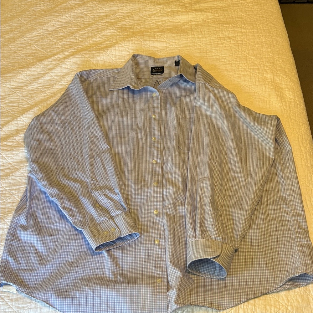 Men's Light Blue Checkered Dress Shirt